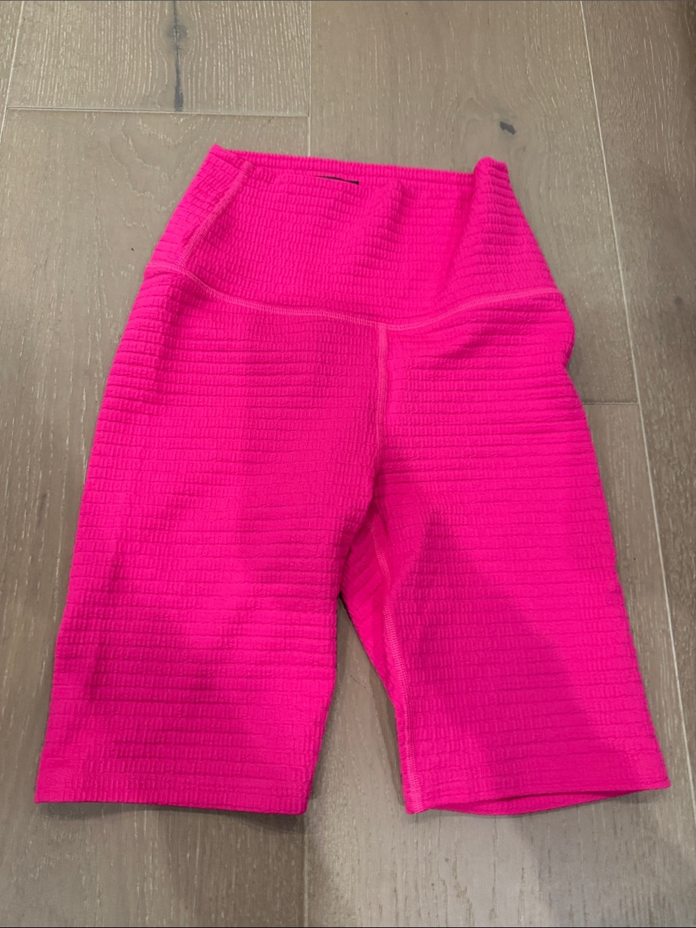 Carbon38 High-Waist Hot Pink Textured Biker Shorts
